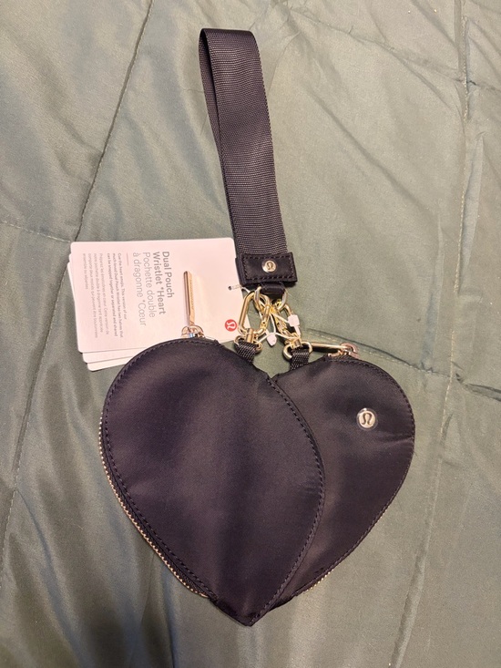 lululemon athletica Handbags - lululemon athletica Heart Wristlet Pouch in Black/gold